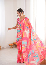 Thumbnail for Jyoti Fashion Women's Multicolor Chinon Digital Printed Designer Saree with Blouse - Distacart