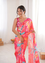 Thumbnail for Jyoti Fashion Women's Multicolor Chinon Digital Printed Designer Saree with Blouse - Distacart