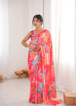 Thumbnail for Jyoti Fashion Women's Multicolor Chinon Digital Printed Designer Saree with Blouse - Distacart