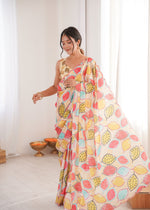 Thumbnail for Jyoti Fashion Women's Multicolor Chinon Digital Printed Designer Saree with Blouse - Distacart