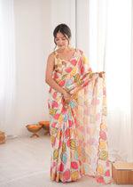 Thumbnail for Jyoti Fashion Women's Multicolor Chinon Digital Printed Designer Saree with Blouse - Distacart