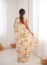 Thumbnail for Jyoti Fashion Women's Cream Chinon Digital Printed Designer Saree with Blouse - Distacart