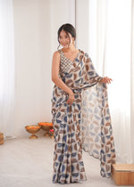 Thumbnail for Jyoti Fashion Women's Multicolor Chinon Digital Printed Designer Saree with Blouse - Distacart