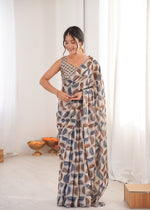 Thumbnail for Jyoti Fashion Women's Multicolor Chinon Digital Printed Designer Saree with Blouse - Distacart