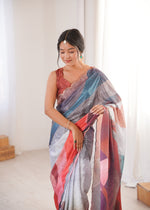 Thumbnail for Jyoti Fashion Women's Multicolor Chinon Digital Printed Designer Saree with Blouse - Distacart