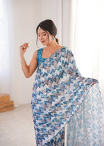 Thumbnail for Jyoti Fashion Women's Multicolor Chinon Digital Printed Designer Saree with Blouse - Distacart