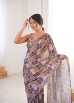 Thumbnail for Jyoti Fashion Women's Multicolor Chinon Digital Printed Designer Saree with Blouse - Distacart