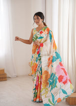 Thumbnail for Jyoti Fashion Women's Multicolor Chinon Digital Printed Designer Saree with Blouse - Distacart
