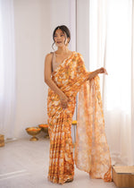 Thumbnail for Jyoti Fashion Women's Multicolor Chinon Digital Printed Designer Saree with Blouse - Distacart