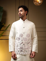 Thumbnail for Jyoti Fashion Men's Pink Slub Silk Sequins Embroidered Kurta Set with Koti - Distacart