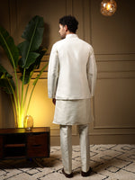 Thumbnail for Jyoti Fashion Men's Pink Slub Silk Sequins Embroidered Kurta Set with Koti - Distacart