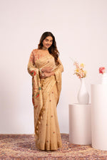 Thumbnail for Jyoti Fashion Women's Chiku Muga Cotton Zari Woven Saree with Blouse - Dista