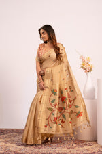 Thumbnail for Jyoti Fashion Women's Chiku Muga Cotton Zari Woven Saree with Blouse - Dista
