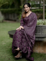 Thumbnail for Jyoti Fashion Wine Rayon Printed Designer Kurta Set With Dupatta - Distacart