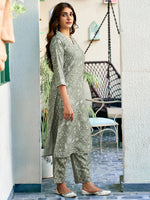 Thumbnail for Jyoti Fashion Pista Rayon Printed Designer Kurta Set With Dupatta - Distacart