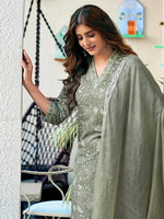 Thumbnail for Jyoti Fashion Pista Rayon Printed Designer Kurta Set With Dupatta - Distacart