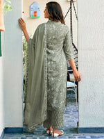 Thumbnail for Jyoti Fashion Pista Rayon Printed Designer Kurta Set With Dupatta - Distacart