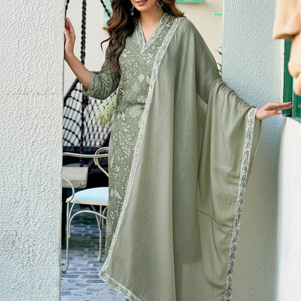 Jyoti Fashion Pista Rayon Printed Designer Kurta Set With Dupatta - Distacart