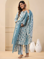 Thumbnail for Jyoti Fashion White Rayon Printed Designer Kurta Set With Dupatta - Distacart