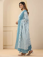 Thumbnail for Jyoti Fashion White Rayon Printed Designer Kurta Set With Dupatta - Distacart