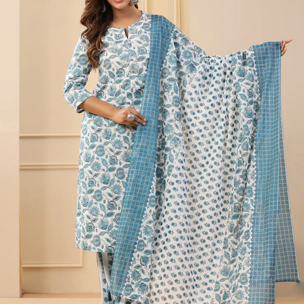 Jyoti Fashion White Rayon Printed Designer Kurta Set With Dupatta - Distacart