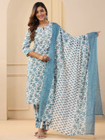 Thumbnail for Jyoti Fashion White Rayon Printed Designer Kurta Set With Dupatta - Distacart