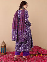 Thumbnail for Jyoti Fashion Purple Rayon Printed Designer Kurta Set With Dupatta - Distacart