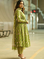 Thumbnail for Jyoti Fashion Parrot Rayon Printed Designer Kurta Set With Dupatta - Distacart