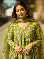Thumbnail for Jyoti Fashion Parrot Rayon Printed Designer Kurta Set With Dupatta - Distacart
