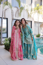 Thumbnail for Jyoti Fashion Pink Fendy Crush Embroidered Designer Combo Sharara & Sets - Distacart