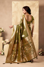 Thumbnail for Jyoti Fashion Women's Mehendi Silk Zari Woven Saree with Blouse - Distacart