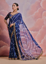 Thumbnail for Jyoti Fashion Women's Blue Coding Sequence Georgette Saree with Blouse - Distacart