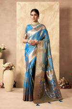 Thumbnail for Jyoti Fashion Women's Sky Blue Silk Zari Woven Saree with Blouse - Distacart