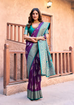 Thumbnail for Jyoti Fashion Women's Purple Silk Zari Woven Saree with Blouse - Distacart