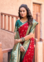 Thumbnail for Jyoti Fashion Women's Red Silk Zari Woven Saree with Blouse - Distacart