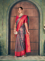 Thumbnail for Jyoti Fashion Women's Grey Silk Zari Woven Saree with Blouse - Distacart