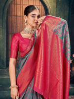 Thumbnail for Jyoti Fashion Women's Grey Silk Zari Woven Saree with Blouse - Distacart