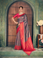 Thumbnail for Jyoti Fashion Women's Grey Silk Zari Woven Saree with Blouse - Distacart