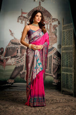 Thumbnail for Jyoti Fashion Women's Pink Soft Silk Zari Woven Saree with Blouse - Distacart