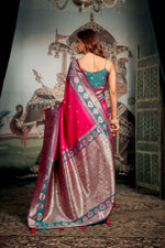 Thumbnail for Jyoti Fashion Women's Pink Soft Silk Zari Woven Saree with Blouse - Distacart
