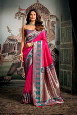 Thumbnail for Jyoti Fashion Women's Pink Soft Silk Zari Woven Saree with Blouse - Distacart