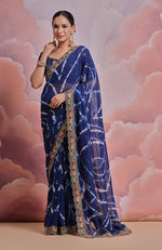 Thumbnail for Jyoti Fashion Women's Blue Coding Sequence Georgette Saree with Blouse - Distacart