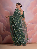 Thumbnail for Jyoti Fashion Women's Bottle Green Coding Sequence Georgette Saree with Blouse - Distacart