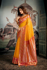 Thumbnail for Jyoti Fashion Women's Yellow Soft Silk Zari Woven Saree with Blouse - Distacart