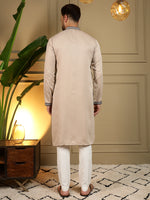 Thumbnail for Jyoti Fashion Men's Beige Viscose Silk Sequins Embroidered Kurta with Pajama - Distacart