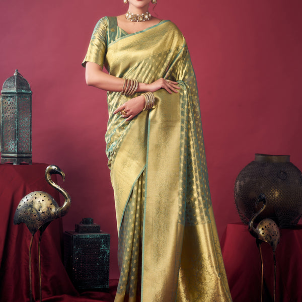 Jyoti Fashion Women's Grey Tissue Silk Zari Woven Saree with Blouse - Distacart