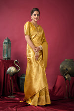 Thumbnail for Jyoti Fashion Women's Mustard Tissue Silk Zari Woven Saree with Blouse - Distacart
