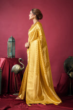 Thumbnail for Jyoti Fashion Women's Mustard Tissue Silk Zari Woven Saree with Blouse - Distacart