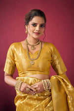 Thumbnail for Jyoti Fashion Women's Mustard Tissue Silk Zari Woven Saree with Blouse - Distacart
