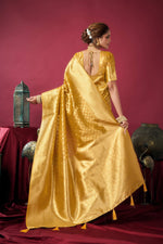 Thumbnail for Jyoti Fashion Women's Mustard Tissue Silk Zari Woven Saree with Blouse - Distacart